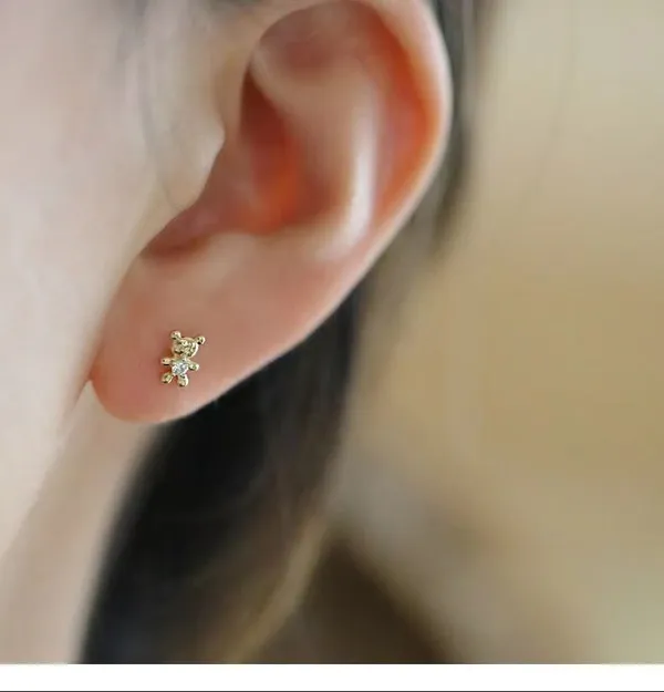 Gold_Mini_Bear_Stud_Earrings_For_Women
